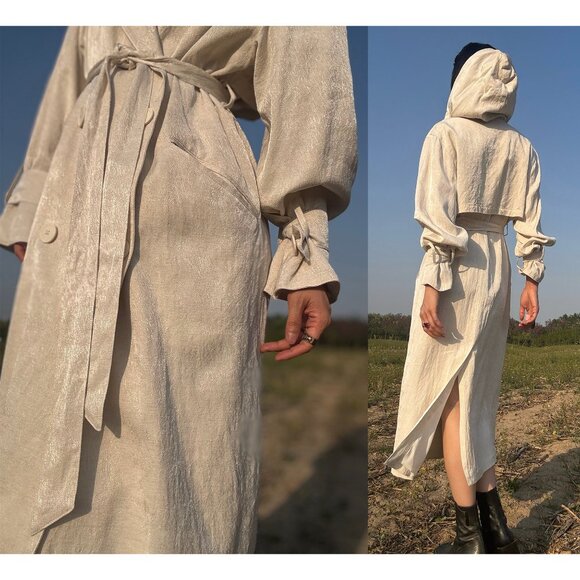 Ann Demeulemeester Off-White Hooded Trench Coat - Picture 6 of 10